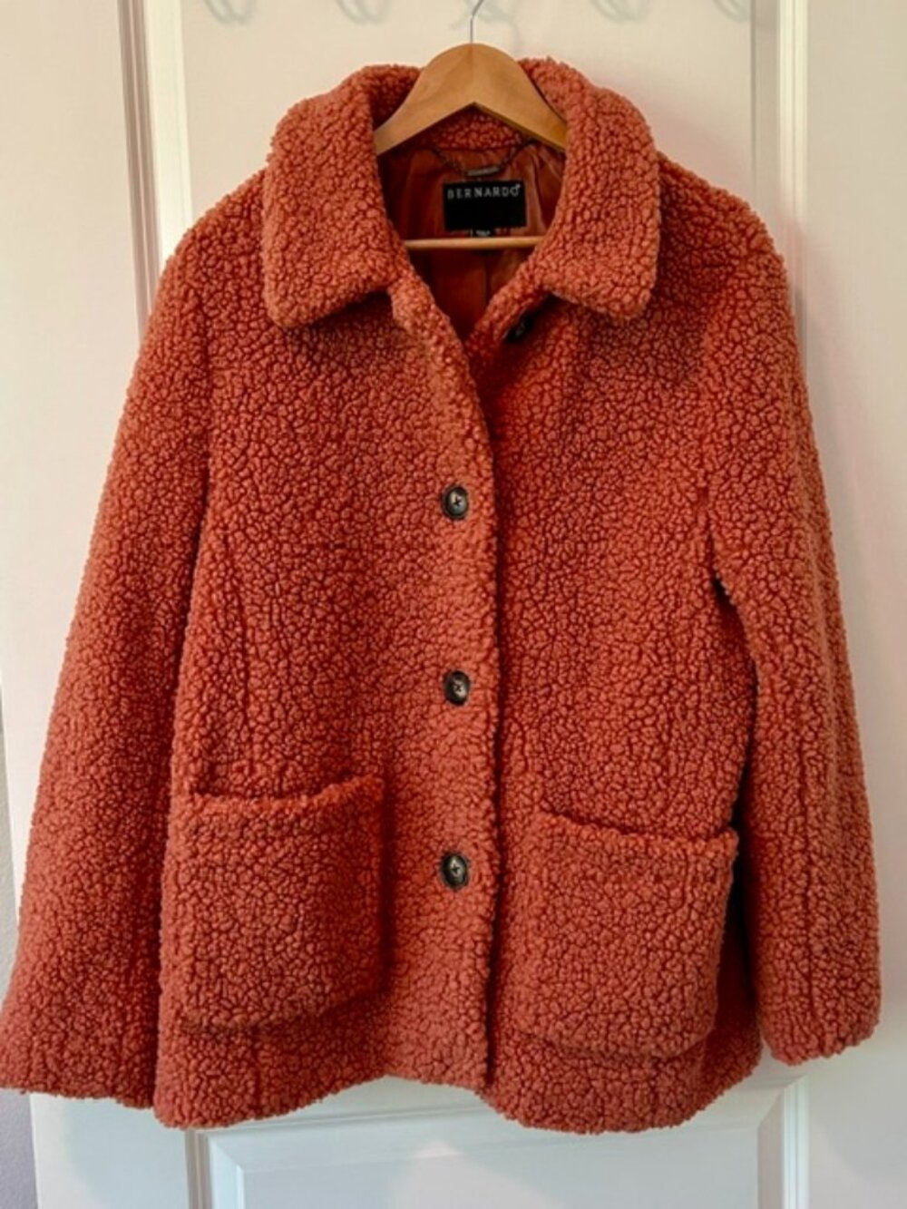 Bernardo Faux Shearling Teddy Coat Rose Sherpa Jacket Size L